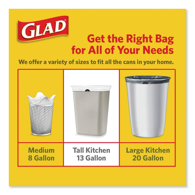 Glad Odorshield Tall Kitchen Drawstring Bags, 13 Gal, 0.95 Mil, 24" X 27.38", White, 240/Carton - CLO78901 - TotalRestroom.com