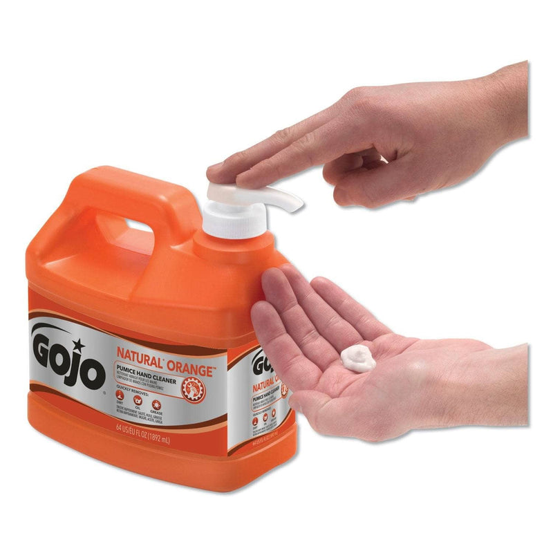 Gojo Natural Orange Pumice Hand Cleaner, Citrus, 0.5 Gal Pump Bottle, 4/Carton - GOJ095804 - TotalRestroom.com