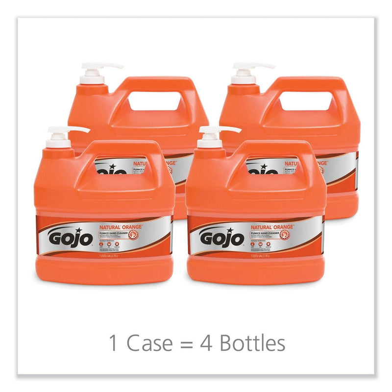 Gojo Natual Orange Pumice Hand Cleaner, Citrus, 1 Gal Pump Bottle, 4/Carton - GOJ095504CT - TotalRestroom.com