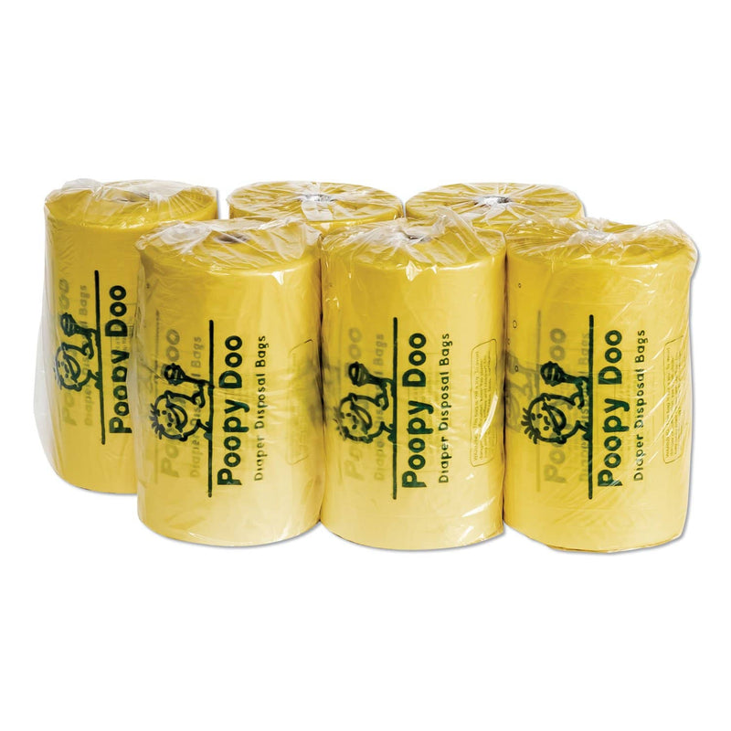 Poopy Doo Diaper Disposal Bags, 14 Microns, 7" X 15", Yellow, 2,400/Carton - CWDPDB6400 - TotalRestroom.com