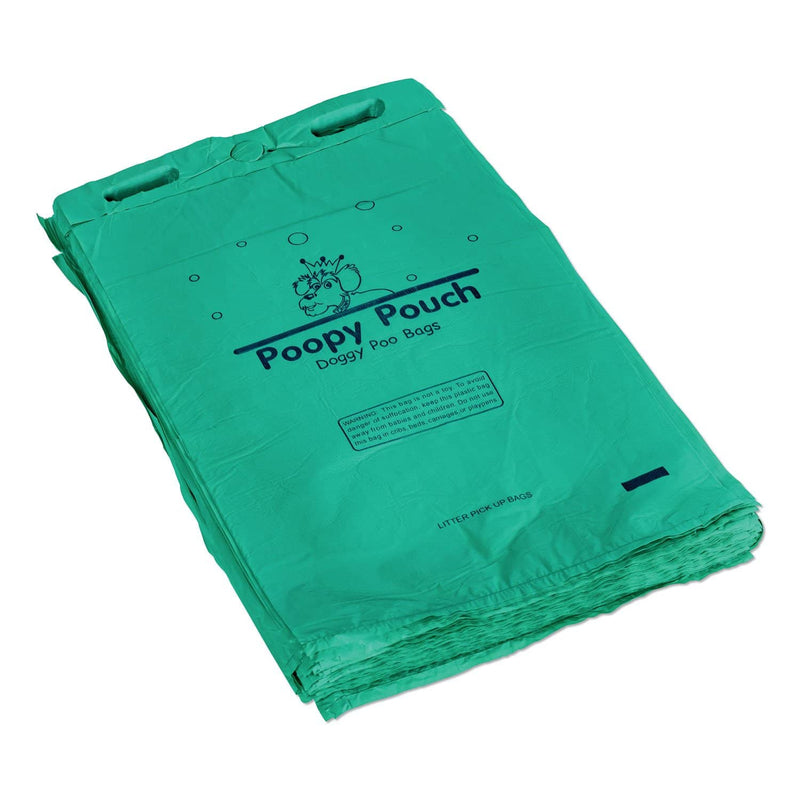 Poopy Pouch Header Pet Waste Bags, 20 Microns, 8" X 13", Green, 2,400/Carton - CWDPPH20020M - TotalRestroom.com
