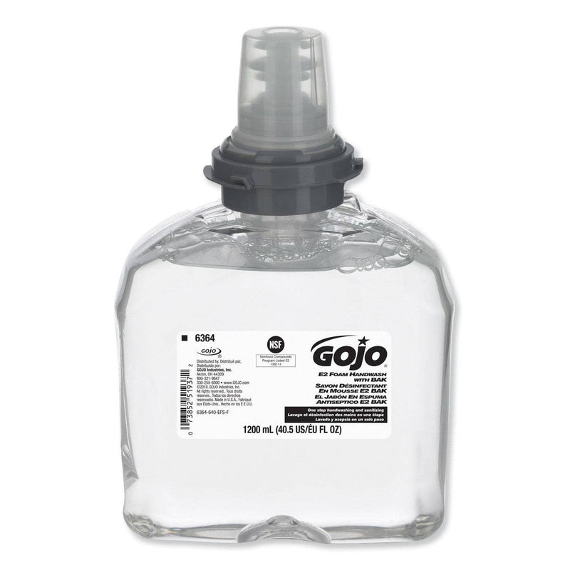 Gojo E2 Foam Handwash With Bak, 1,200 Ml Refill, 2/Carton - GOJ636402CT