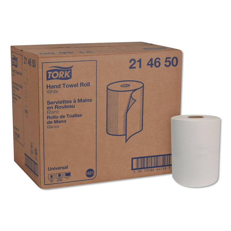 Tork Hardwound Roll Towels, 7.88" X 425 Ft, White, 12 Rolls/Carton - TRK214650 - TotalRestroom.com