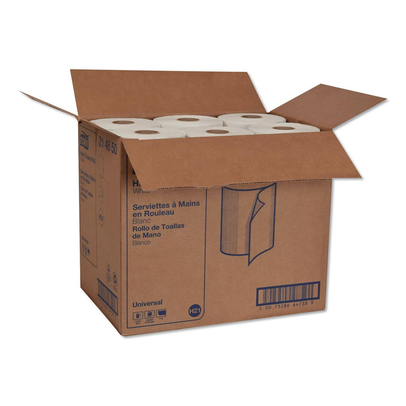 Tork Hardwound Roll Towels, 7.88" X 425 Ft, White, 12 Rolls/Carton - TRK214650 - TotalRestroom.com