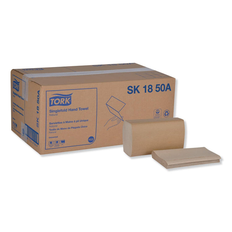 Tork Universal Singlefold Hand Towel, 9.13 X 10.25, Natural, 250/Pack,16 Packs/Carton - TRKSK1850A - TotalRestroom.com