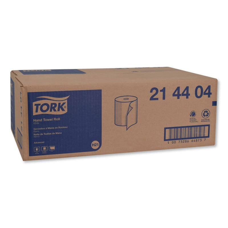 Tork Hardwound Roll Towel, 8" X 1000 Ft, White, 6 Rolls/Carton - TRK214404 - TotalRestroom.com