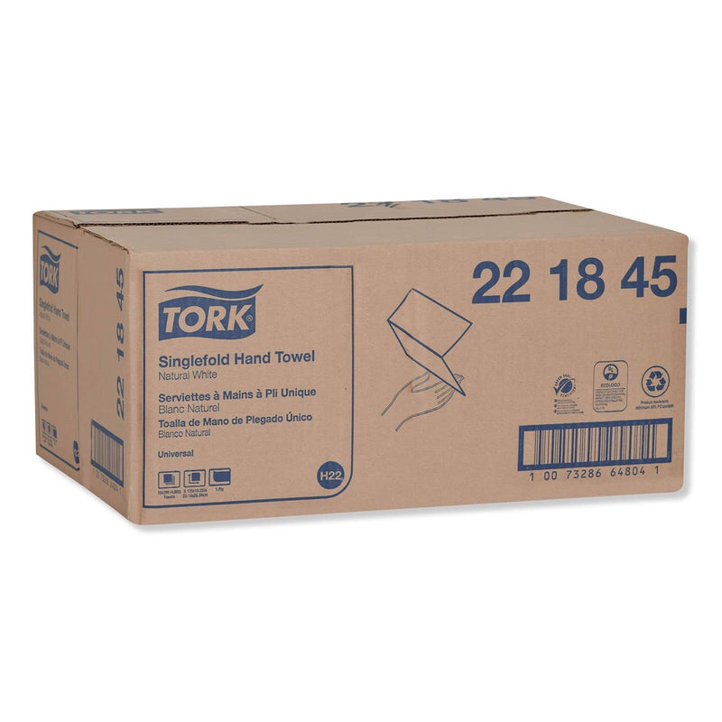 Tork Singlefold Hand Towel, 9.13 X 10.25, Natural White, 250/Pack, 16 Packs/Carton - TRK221845 - TotalRestroom.com