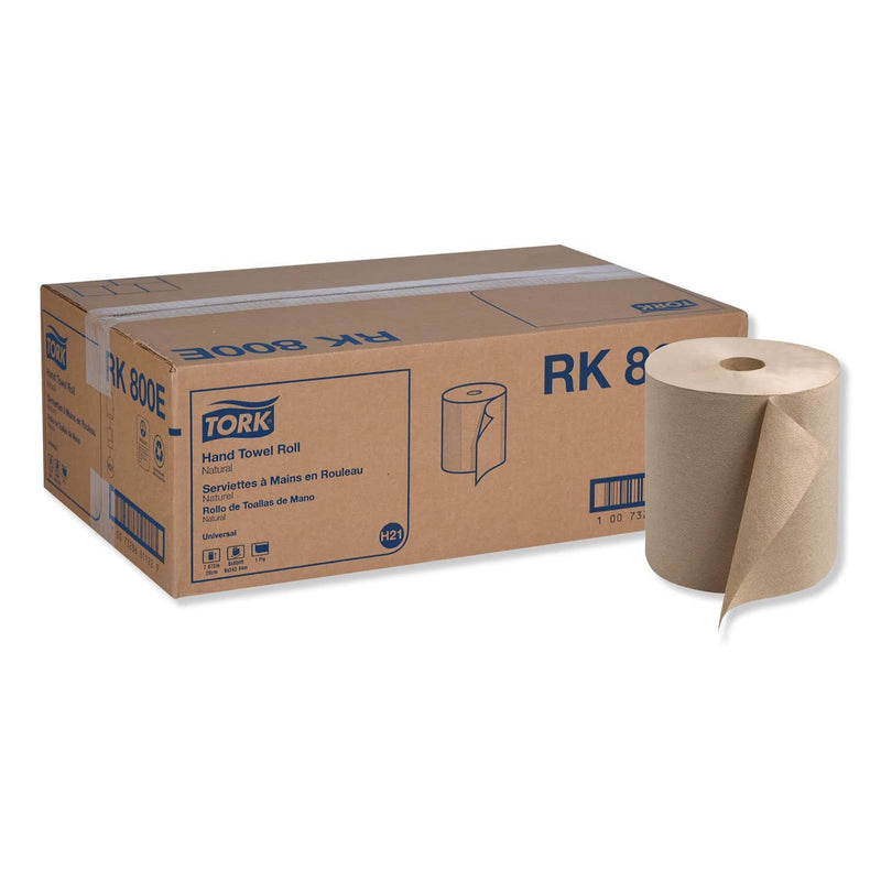 Tork Universal Hardwound Roll Towel, 7.88" X 800 Ft, Natural, 6/Carton - TRKRK800E - TotalRestroom.com