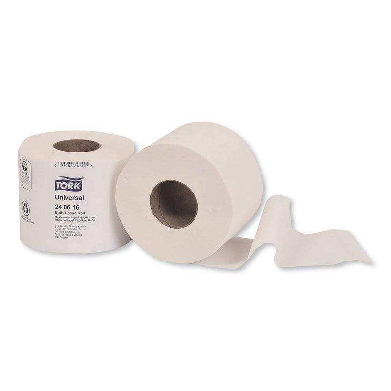 Tork Universal Bath Tissue, Septic Safe, 2-Ply, White, 616 Sheets/Roll, 48 Rolls/Carton - TRK240616 - TotalRestroom.com