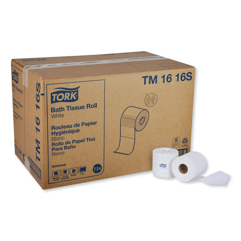 Tork Universal Bath Tissue, Septic Safe, 2-Ply, White, 500 Sheets/Roll, 96 Rolls/Carton - TRKTM1616S - TotalRestroom.com