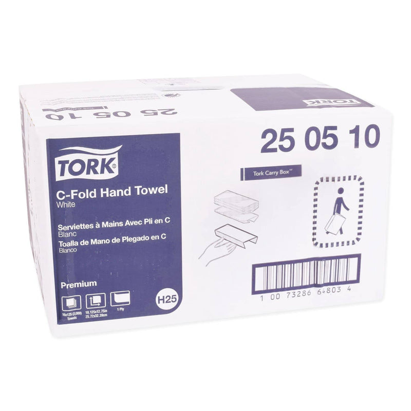 Tork Premium C-Fold Hand Towel, 10.13 X 12.75, White, 125/Pack, 16 Packs/Carton - TRK250510 - TotalRestroom.com