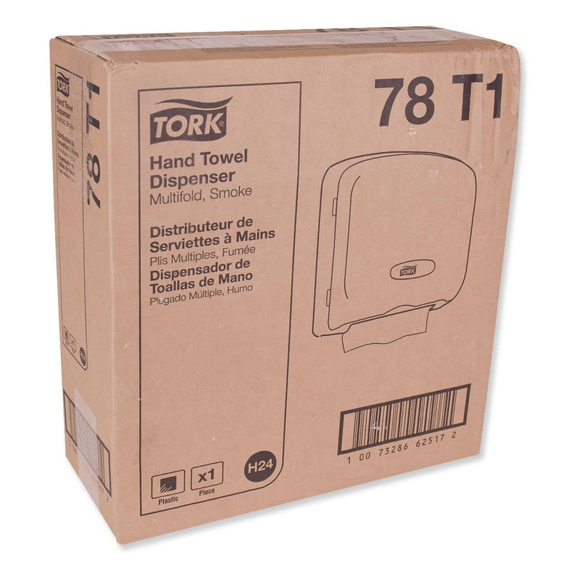 Tork Multifold Hand Towel Dispenser, Plastic, 12.36" X 5.18" X 13", Smoke/Gray - TRK78T1 - TotalRestroom.com