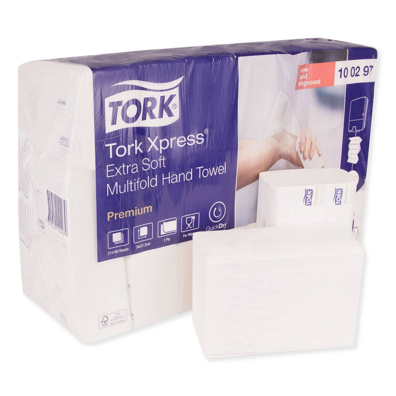 Tork Premium Soft Xpress 3-Panel Multifold Hand Towels, 8.35 X 13.4, 100/Pack, 21 Packs/Carton - TRK100297 - TotalRestroom.com