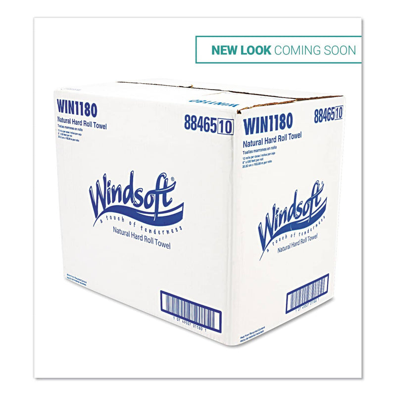 Windsoft Hardwound Roll, Towels, 8 X 600 Ft, Natural, 12 Rolls/Carton - WIN1180 - TotalRestroom.com