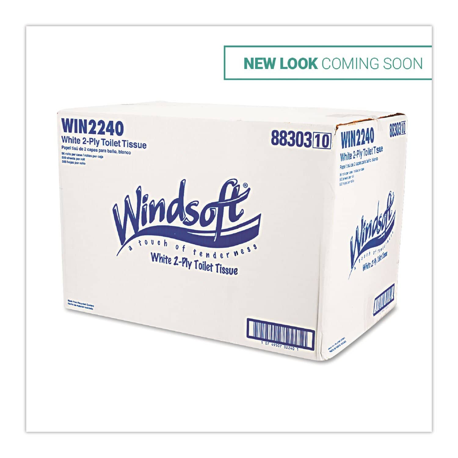 Windsoft Bath Tissue, Septic Safe, 2-Ply, White, 4 X 3.75, 500 Sheets/Roll, 96 Rolls/Carton - WIN2240B - TotalRestroom.com