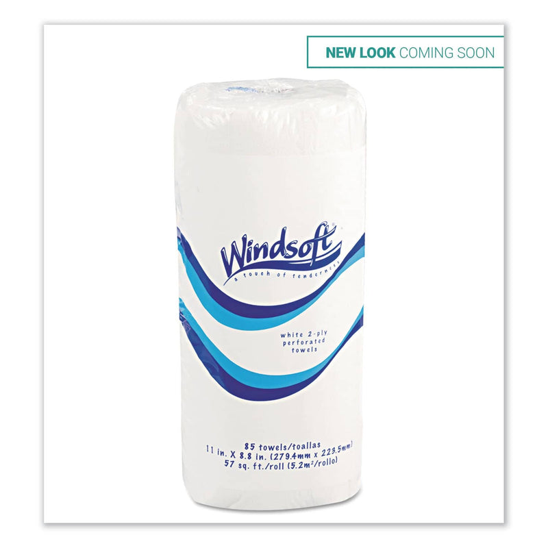 Windsoft Kitchen Roll Towels, 2 Ply, 11 X 8.8, White, 85/Roll, 30 Rolls/Carton - WIN122085CT - TotalRestroom.com