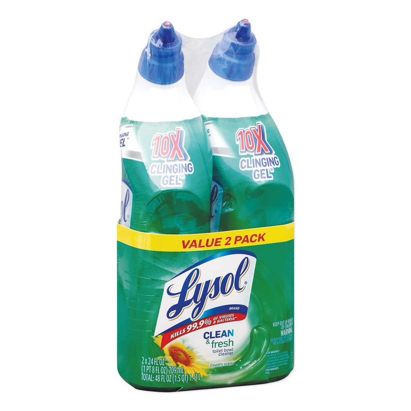 Lysol Clean & Fresh Toilet Bowl Cleaner Cling Gel, Country Scent, 24 Oz, 2/Pack - RAC98015PK - TotalRestroom.com