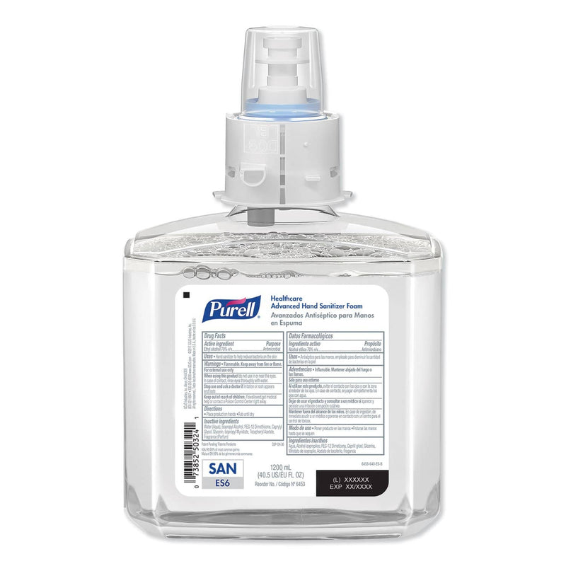 Purell Healthcare Advanced Hand Sanitizer Foam, 1200 Ml, Clean Scent, For Es6 Dispensers, 2/Carton - GOJ645302 - TotalRestroom.com