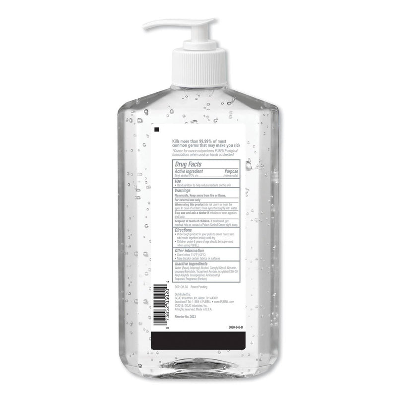 Purell Advanced Hand Sanitizer Refreshing Gel, Clean Scent, 20 Oz Pump Bottle, 12/Carton - GOJ302312 - TotalRestroom.com