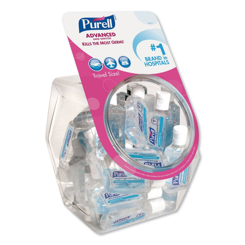 Purell Advanced Hand Sanitizer Refreshing Gel, Clean Scent, 1 Oz Flip-Cap Bottle With Display Bowl, 36/Bowl - GOJ390136BWL - TotalRestroom.com
