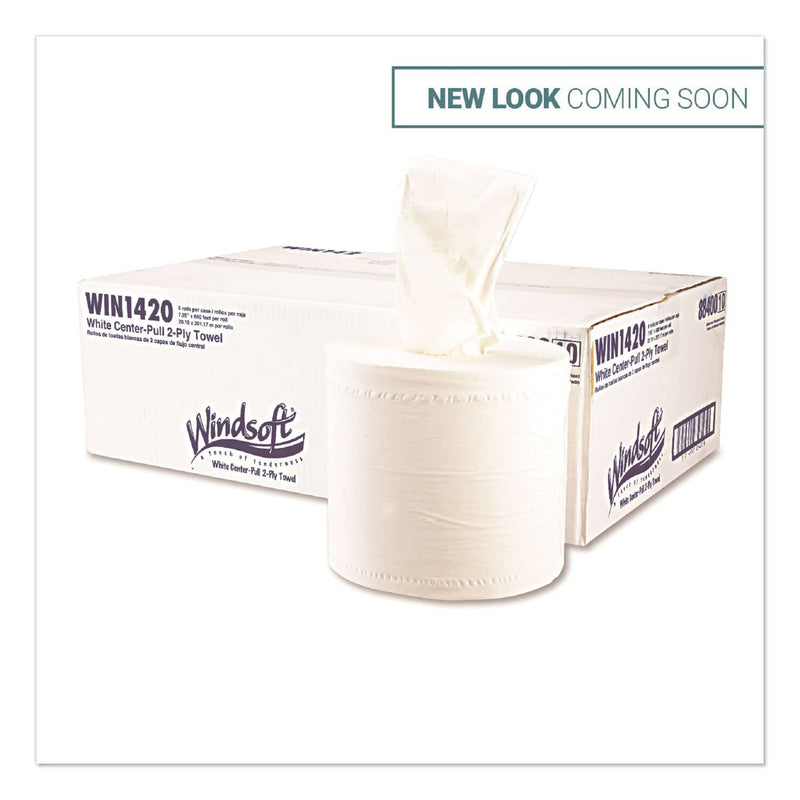 Windsoft Center-Flow Perforated Paper Towel Roll, 8 X 13.5, White, 6 Rolls/Carton - WIN1420B - TotalRestroom.com