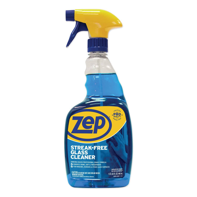 Zep Streak-Free Glass Cleaner, Pleasant Scent, 32 Oz Spray Bottle - ZPEZU112032EA - TotalRestroom.com