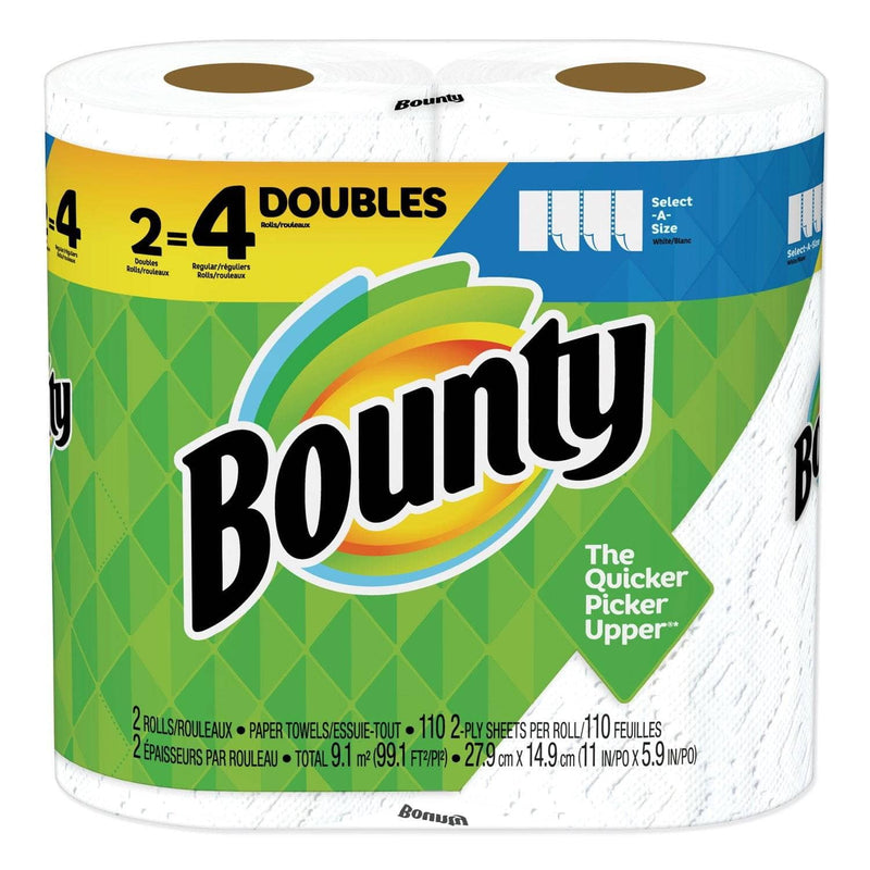 Bounty Select-A-Size Paper Towels, 2-Ply, White, 5.9 X 11, 110 Sheets/Roll, 2 Rolls/Pack, 12 Packs/Carton - PGC76228