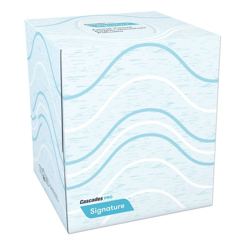 Cascades Signature Facial Tissue, 2-Ply, White, Cube, 90 Sheets/Box, 36 Boxes/Carton - CSDF710 - TotalRestroom.com