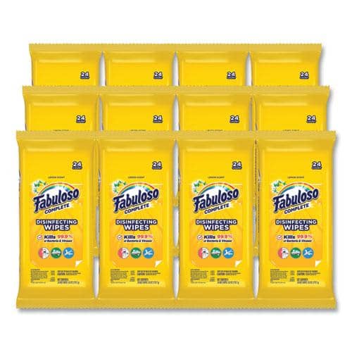 Fabuloso Multi Purpose Wipes, Lemon, 7 x 7, 24/Pack, 12 Packs/Carton - CPC98719