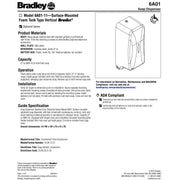Bradley 6A01-11 Automatic Foam Soap/Sanitizer Dispenser, Surface Mount