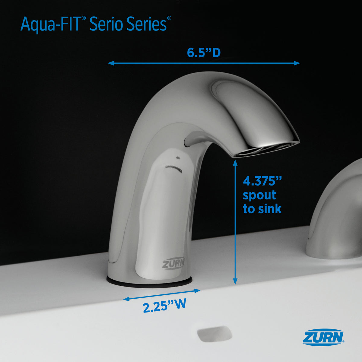 Zurn Z6950-XL-IM-S-F-W2 Aqua-FIT Serio Series Smart Single Post Battery Sensor Faucet with Integral Mixer, 0.5 gpm Spray Outlet