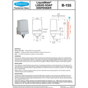 Bobrick B-155 Commercial Liquid Soap Dispenser, Surface-Mounted, Manual-Push, Plastic - 24 Oz