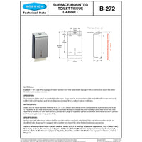 Bobrick B-272 Commercial Toilet Paper Cabinet, Surface-Mounted, Stainless Steel