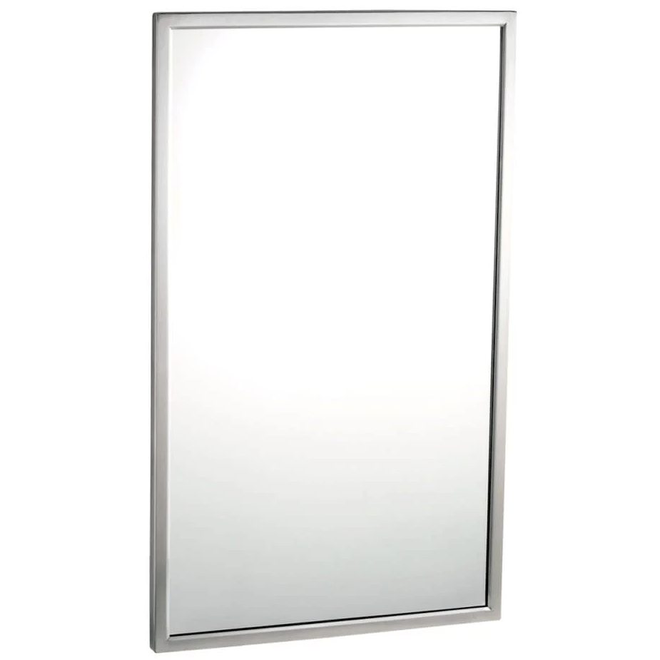 Bobrick B-2908-1830 (18 x 30) Commercial Tempered Glass Restroom Mirror, Angle Frame, 18