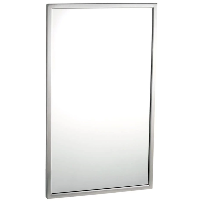 Bobrick B-2908-1830 (18 x 30) Commercial Tempered Glass Restroom Mirror, Angle Frame, 18"W x 30" H