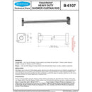 Bobrick B-6107x48 Industrial Shower Curtain Rod, 48" Length, Stainless Steel