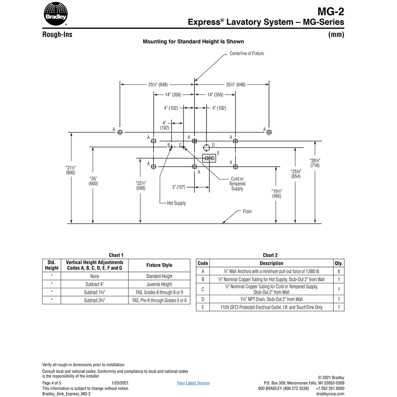 Bradley MG-2 Handwashing Lavatory