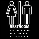 Brady Restroom Sign, 8 x 8In, WHT/BK, Restroom - 70103 - TotalRestroom.com