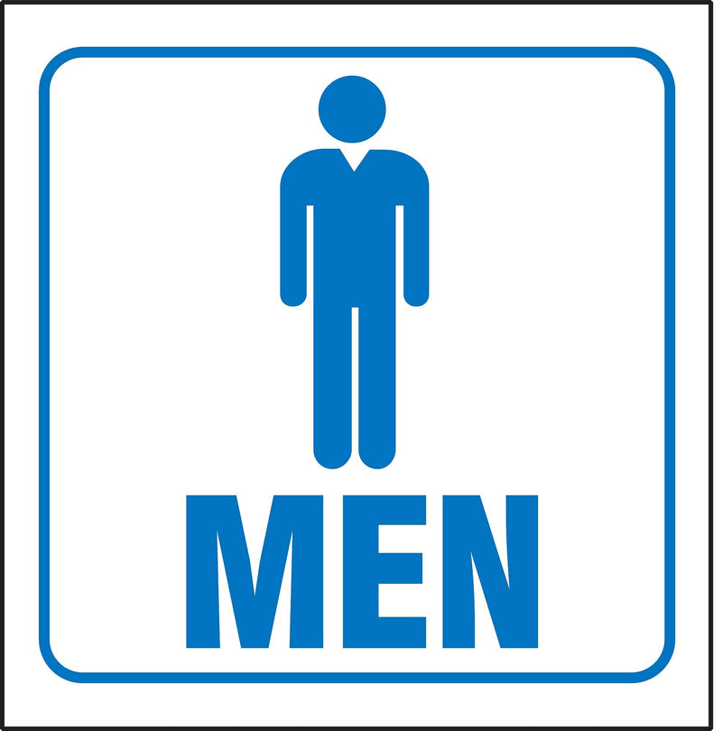 Zing Restroom Sign, 7 x 7In, BL/WHT, Men, ENG - 2533 - TotalRestroom.com