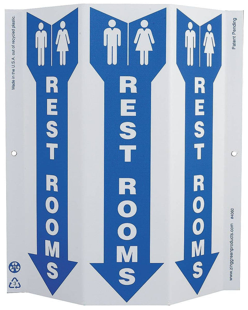 Zing Restroom Sign, 12 x 9In, BL/WHT, Restrooms - 4060 - TotalRestroom.com