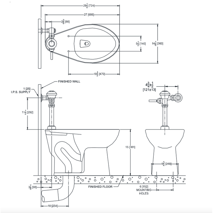Zurn Zurn One One Piece Flushometer Toilet, 1.28 Gallons per Flush