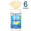 SCRUBS Hand Sanitizer Wipes, Antimicrobial & Antibacterial, 6 x 8, 120 Wipes/Canister, 6/Carton - DYM92991 - TotalRestroom.com