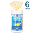 SCRUBS Hand Sanitizer Wipes, Antimicrobial & Antibacterial, 6 x 8, 120 Wipes/Canister, 6/Carton - DYM92991 - TotalRestroom.com