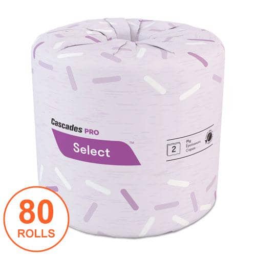 Cascades Select Standard Bath Tissue, 2-Ply, White, 4.31 X 3.75, 550/Roll, 80/Carton - CSDB200 - TotalRestroom.com