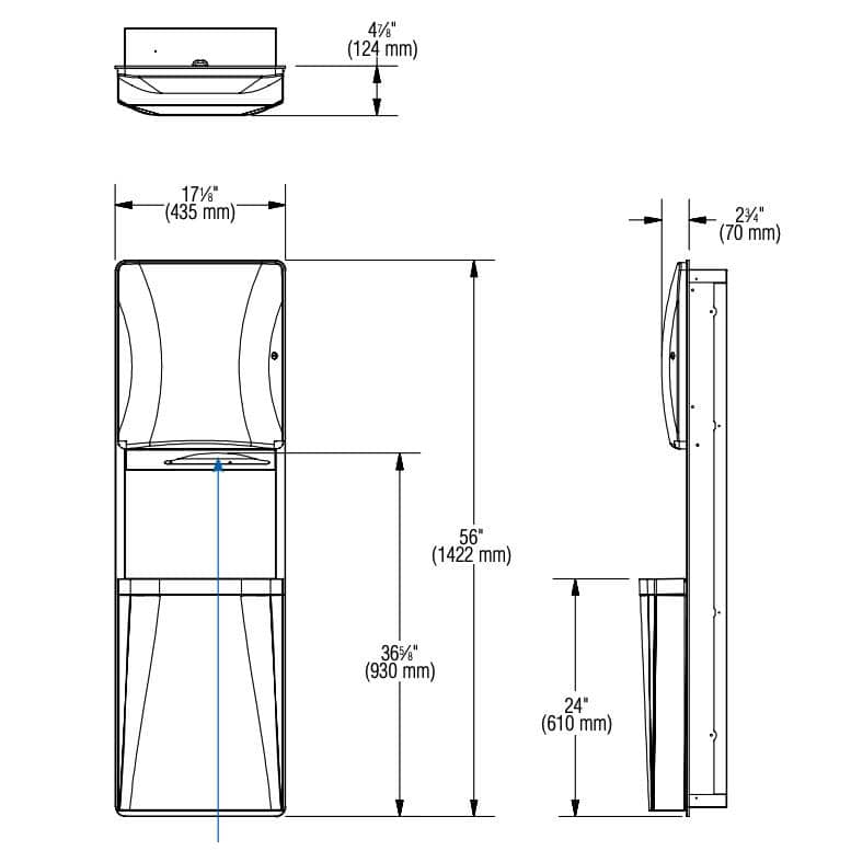 Bradley 2A05 Combination Toilet Paper Dispenser/Waste Receptacle, Recessed-Mounted, Stainless Steel - TotalRestroom.com