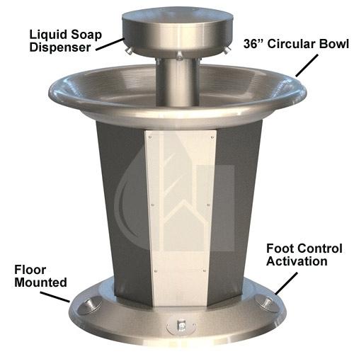 Bradley 36" Circular Sentry Washfountain, Foot Control, A Drain - SN2005