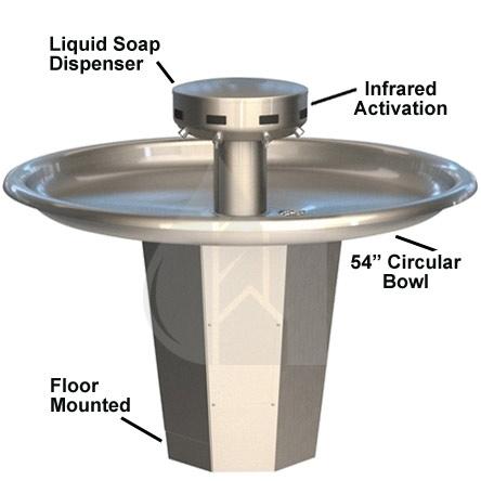 Bradley 54" Circular Sentry Washfountain, Infrared Activation, A Drain - SN2008