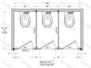 Bradley BW33660 Bradley Toilet Partition, 3 Between Wall Compartments, 108"W x 61-1/4"D, Plastic - TotalRestroom.com