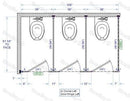 Bradley IC33660-PL Toilet Partition, 3 In Corner Compartments, 108"W x 61-1/4"D, Plastic - TotalRestroom.com