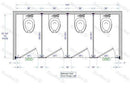 Bradley BW4366 Bradley Toilet Partition, 4 Between Wall Compartments, 144"W x 61-1/4"D, Plastic - TotalRestroom.com